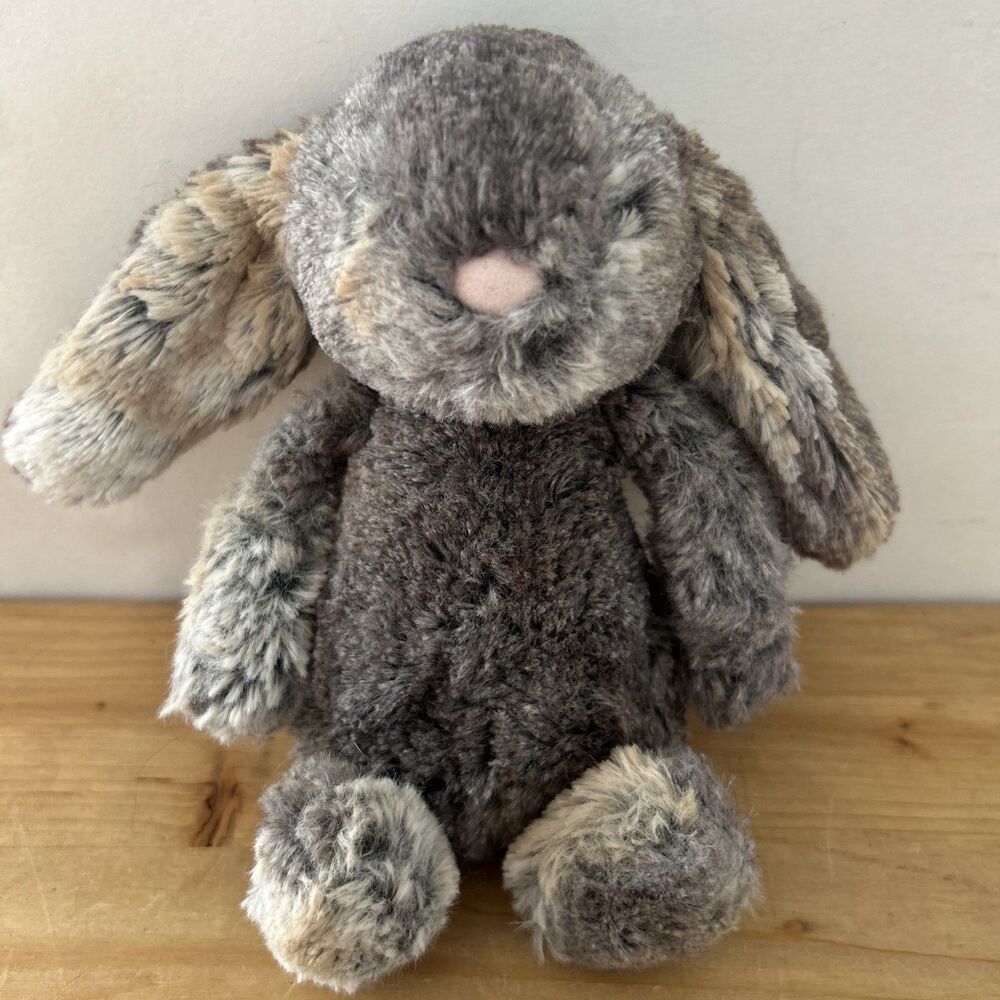 Jellycat Bashful Bunny Grey/Brown Plush Stuffed Rabbit Animal Toy 9"